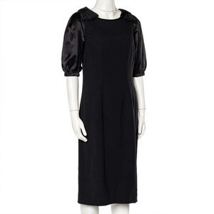 Dolce & Gabbana Black Crepe Bow Detail Sheath Dress